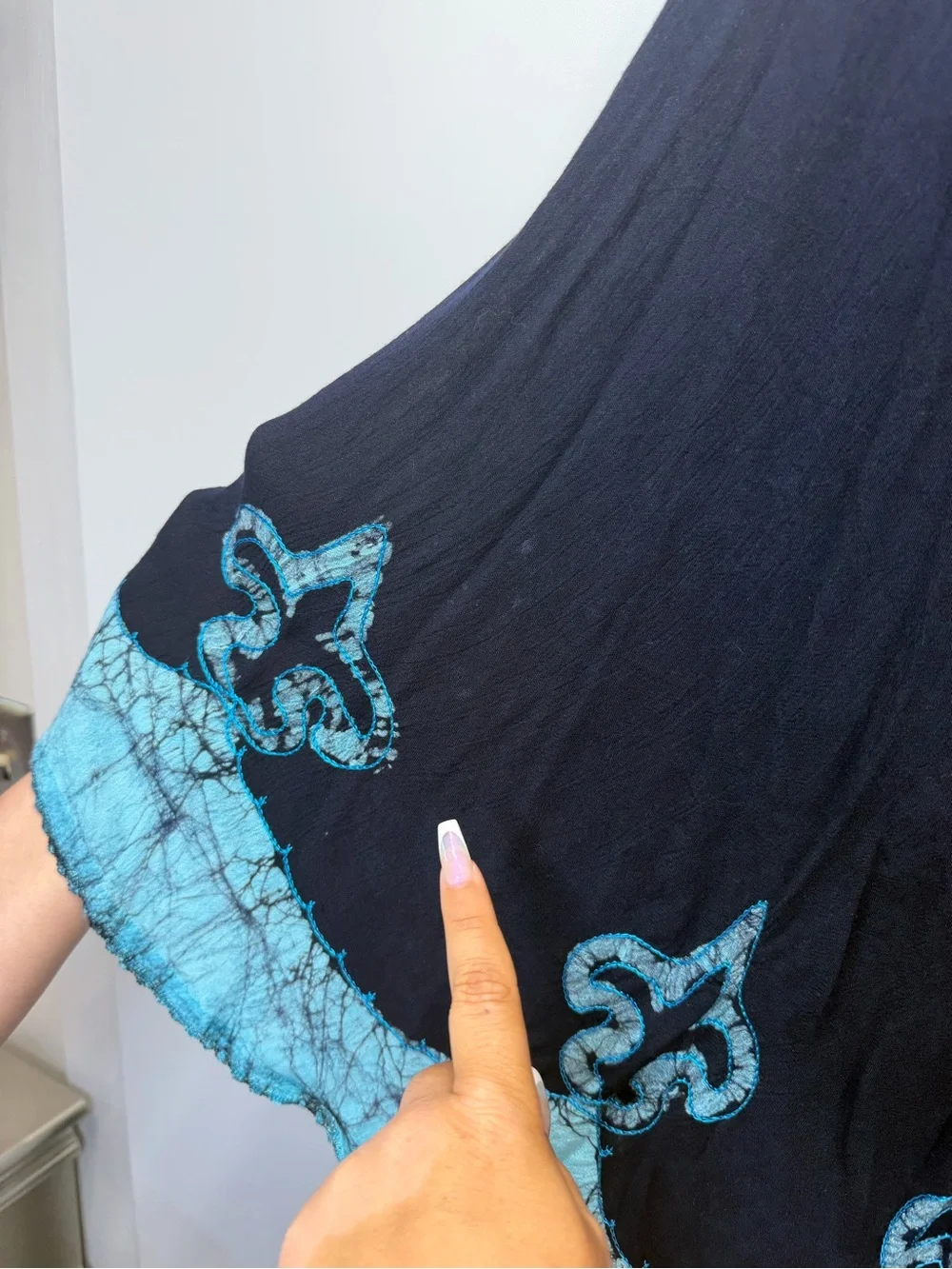 Navy Maxi Skirt with Turquoise Hem Accent